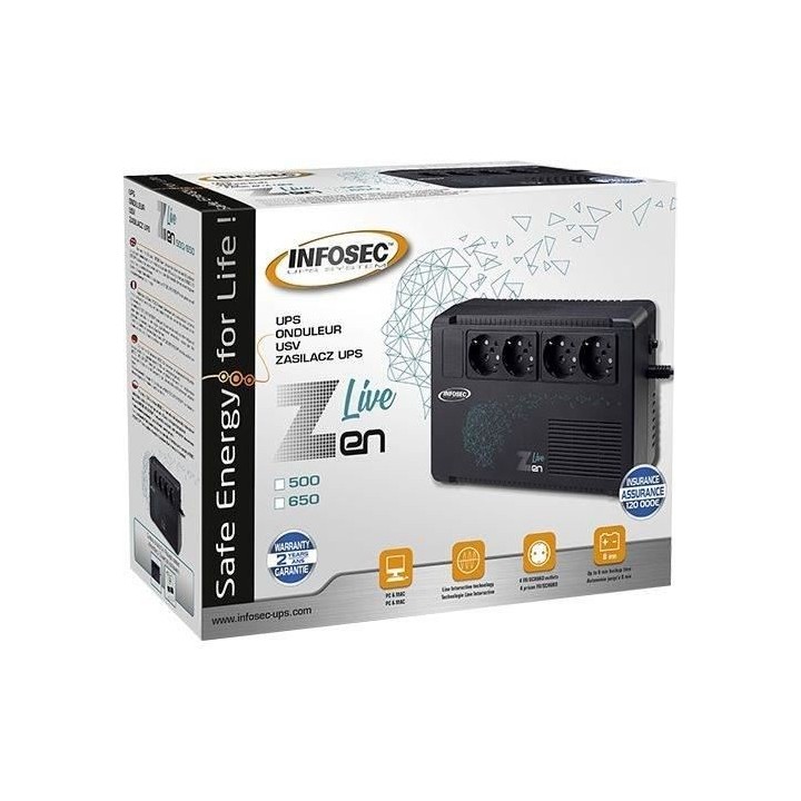 Onduleur 500 VA - INFOSEC - Zen Live 500 - Line Interactive - 4 prises