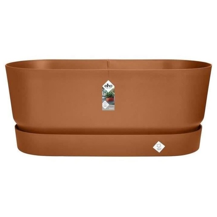 Planteur Ovale GREENVILLE - Plastique - Avec roulettes - Ø60 - Marron