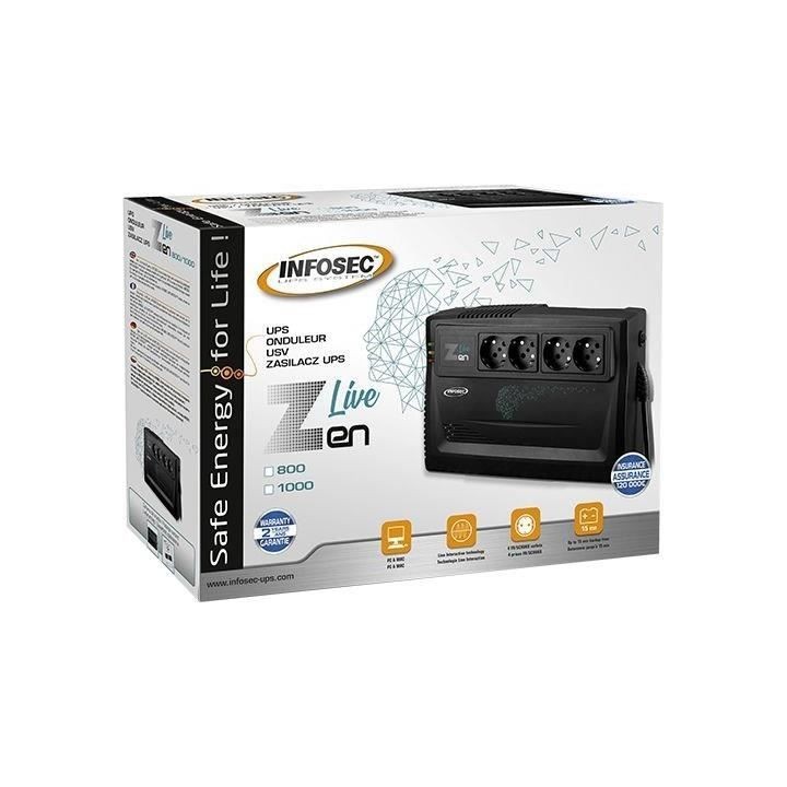 Onduleur 1000 VA - INFOSEC - Zen Live 1000 - Line Interactive - 4 pris