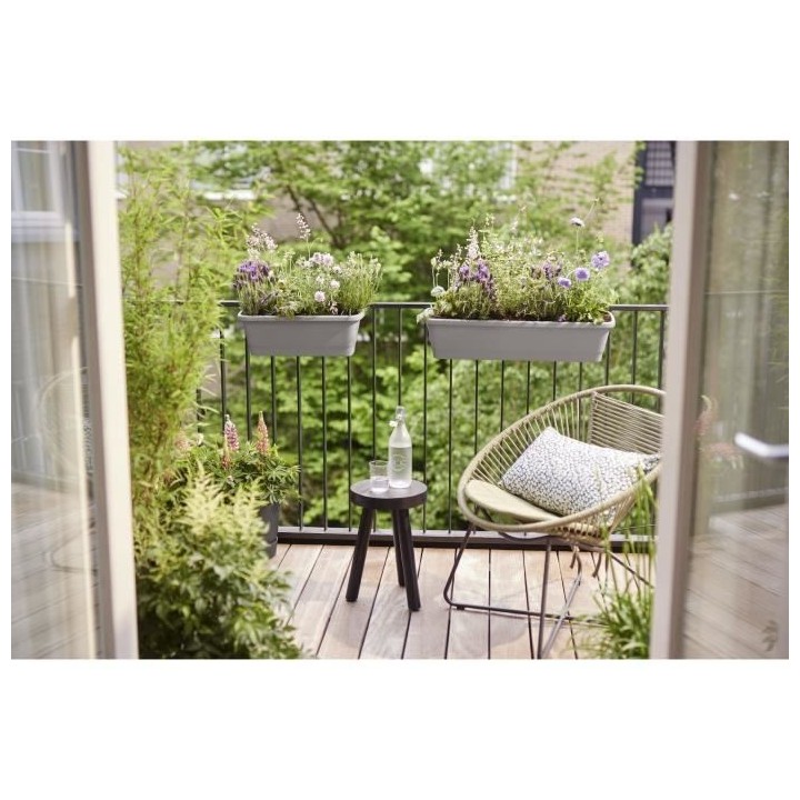 Elho Noa Balconniere M - Gris - L 52 x B 20 x H 18 cm - Balconextérie