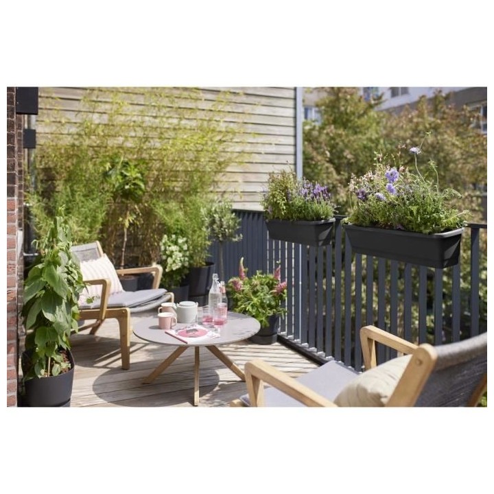 Elho Noa Balconniere M - Noir - L 52 x B 20 x H 18 cm - Balconextérie