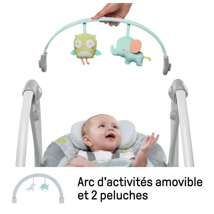 INGENUITY Balancelle Compacte électrique Swing and Go Hugs & Hoots
