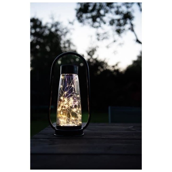 Lanterne solaire - GARDEN ID Noir - Ø18 H34 cm - Batterie AAA - Auton
