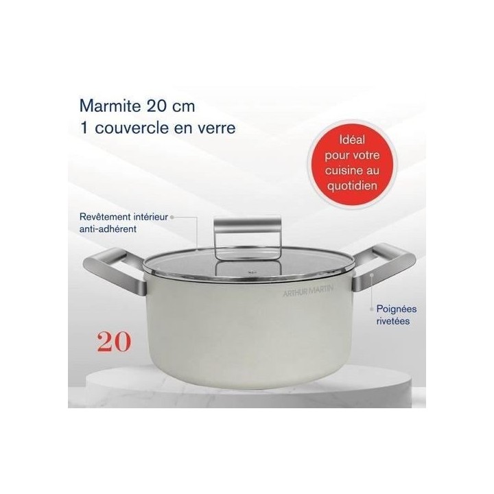 Marmite - ARTHUR MARTIN - AM0063 - 20 cm avec couvercle - Aluminium Fo