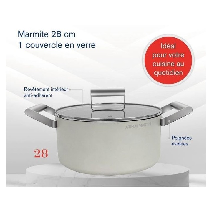 Marmite - ARTHUR MARTIN - AM7366 - 28 cm avec couvercle - Aluminium Fo