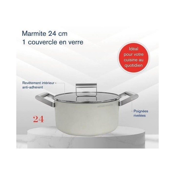 Marmite - ARTHUR MARTIN - AM4631 - 24 cm avec couvercle - Aluminium Fo