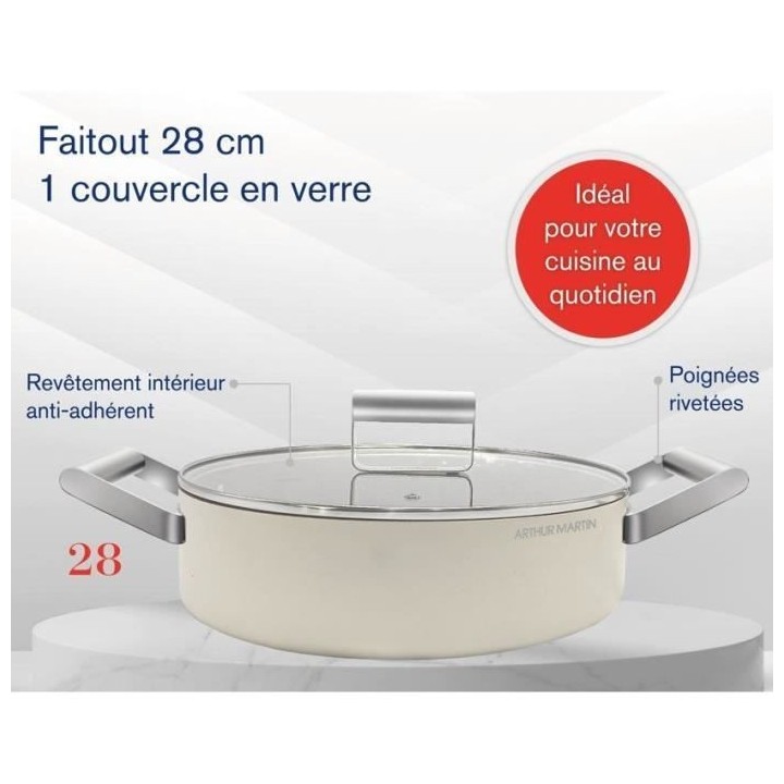 Faitout - ARTHUR MARTIN - AM1102 - 28 cm avec couvercle - Aluminium Fo