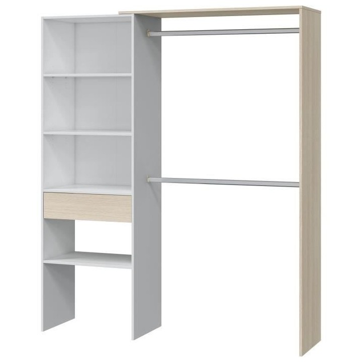 Dressing - DRESS - 2 penderies + 3 niches + 1 étagere + 1 tiroir - Bl