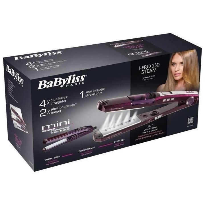Lisseur vapeur & mini lisseur I-PRO 230 - BABYLISS - ST396ALE - Titani