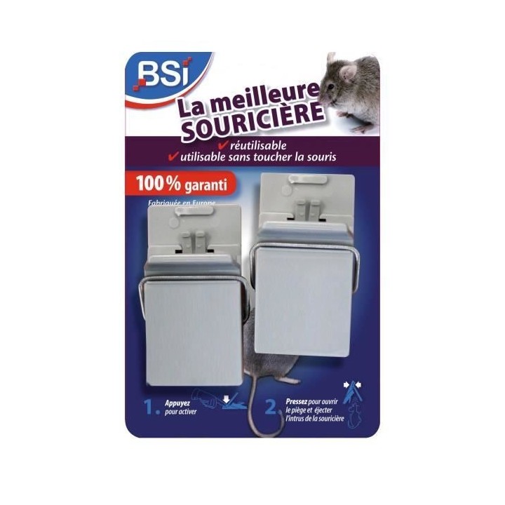 Pieges a souris - BSI - Tapettes plastiques - Lot de 2 - Réutilisable