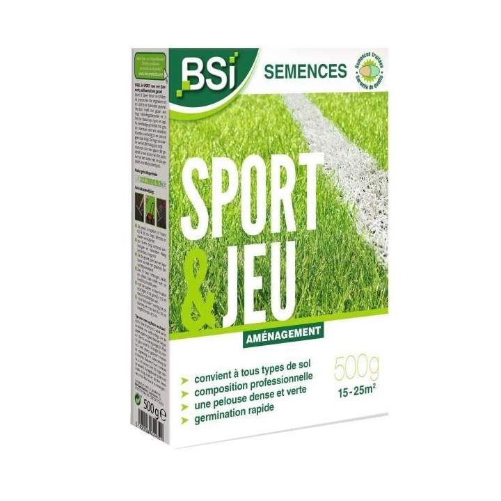 Semences de gazon - BSI - Sport & jeu - Avec enrobage protecteur - Hau