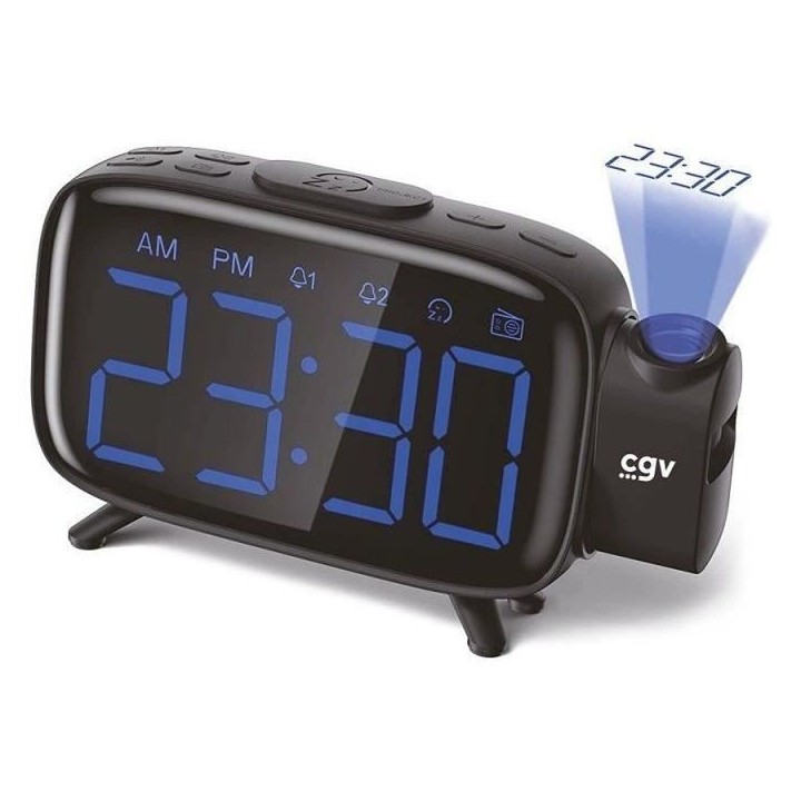Radio réveil avec projection de l'heure - CGV - CR-P10 - Double alarm