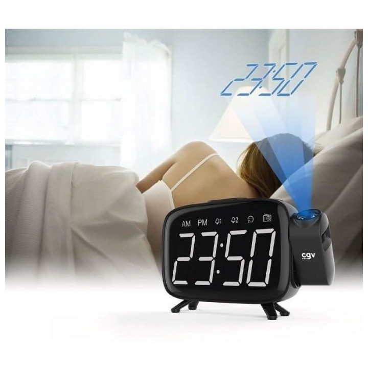 Radio réveil avec projection de l'heure - CGV - CR-P10 - Double alarm