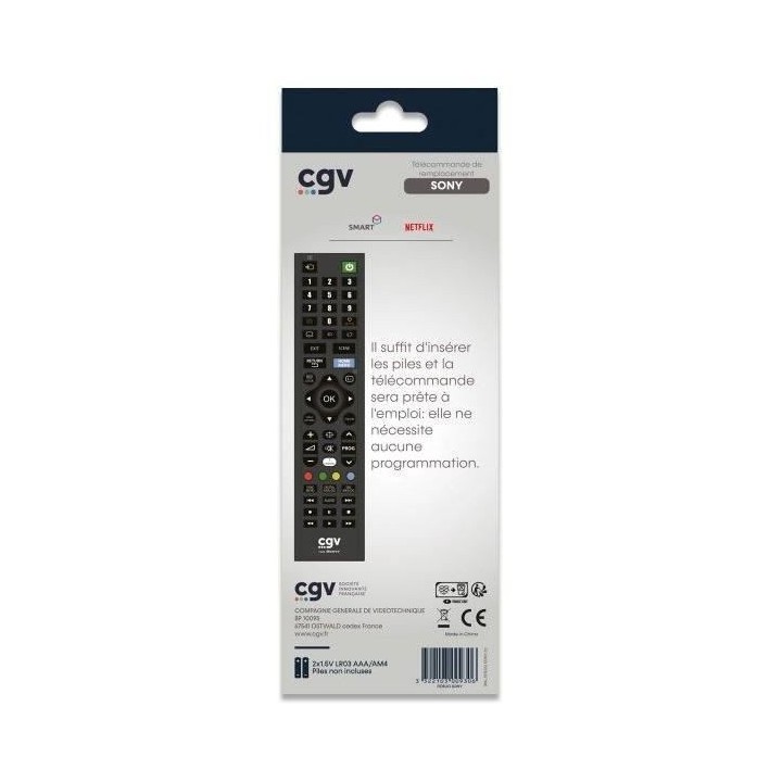 Télécommande de remplacement - CGV - FIDELIO Sony - Pour téléviseu