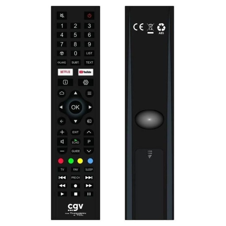Télécommande de remplacement - CGV - FIDELIO TCL & Thomson - Pour t