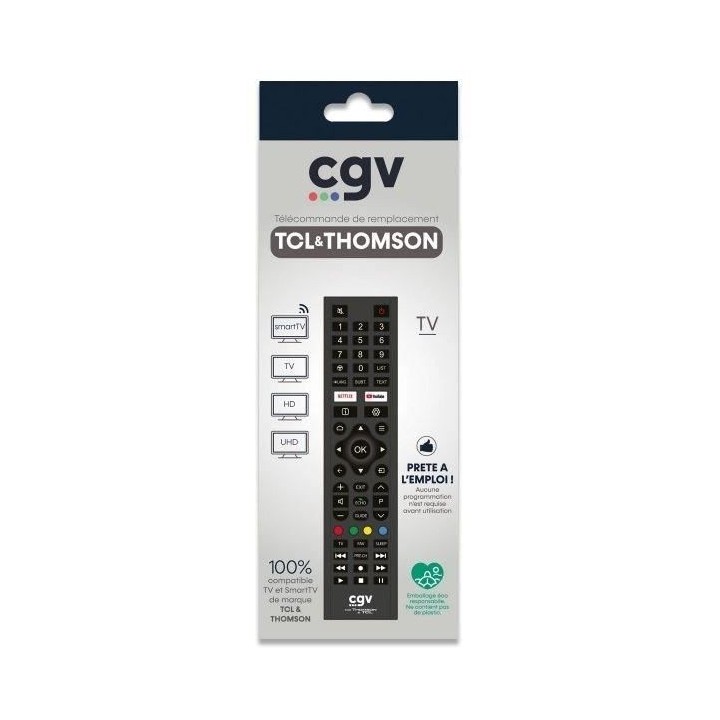 Télécommande de remplacement - CGV - FIDELIO TCL & Thomson - Pour t