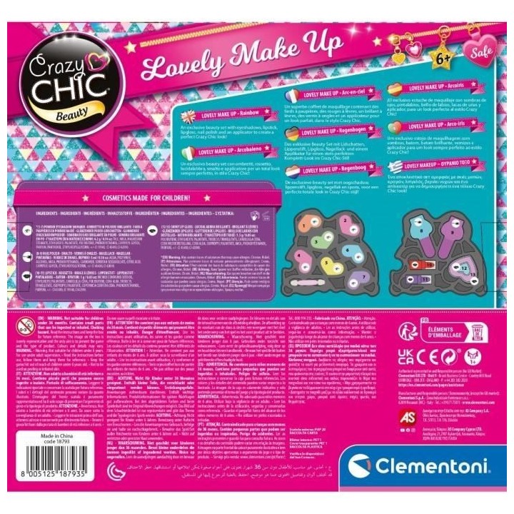 Clementoni - Coffret Maquillage Arc-en-ciel - 2 palettes fards a paupi