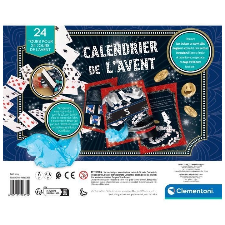 CLEMENTONI - Calendrier de l'avent Magie - 24 Jours : 24 Tours de magi