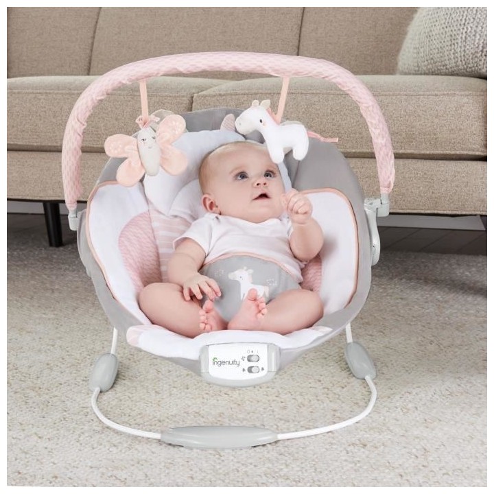 INGENUITY Transat Bébé avec vibrations et mélodies rose - Flora