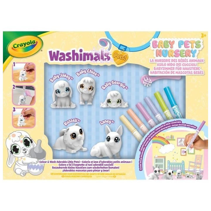Coloriage - CRAYOLA - Washimals Baby Pets Nursery Pack - Famille lavab