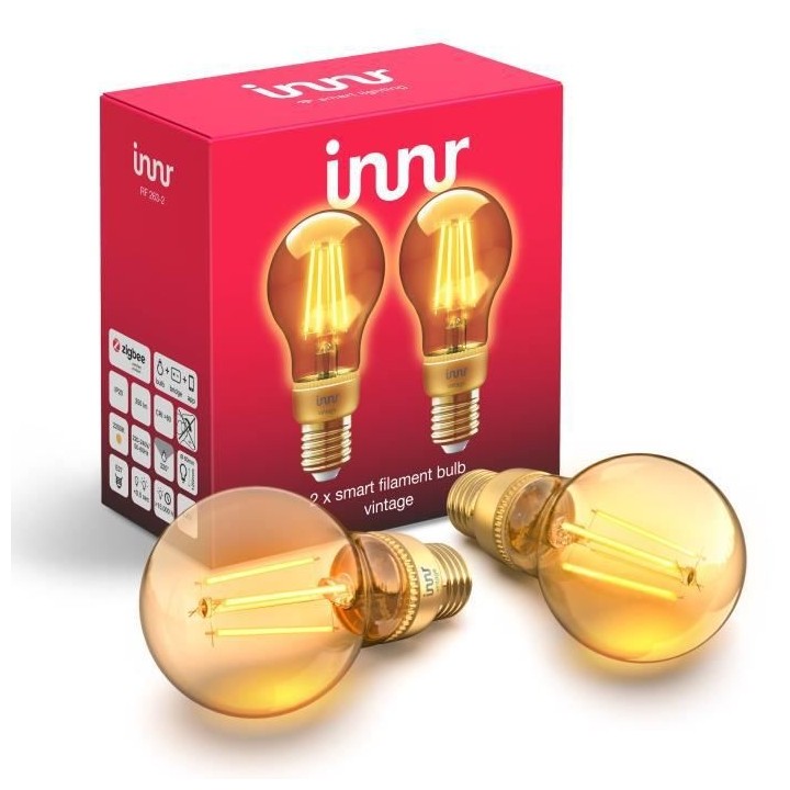 INNR Ampoule connectée E27 - ZigBee 3.0 - Pack de 2 ampoules Vintage