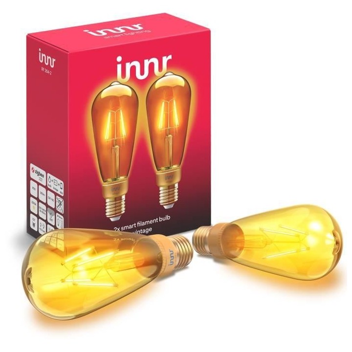 INNR Ampoule connectée E27 - ZigBee 3.0 - Pack de 2 ampoules Vintage