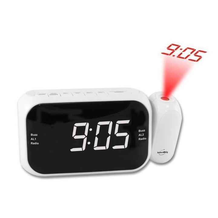 INOVALLEY RP211W Radio réveil projecteur - Led blanche - Radio FM PLL