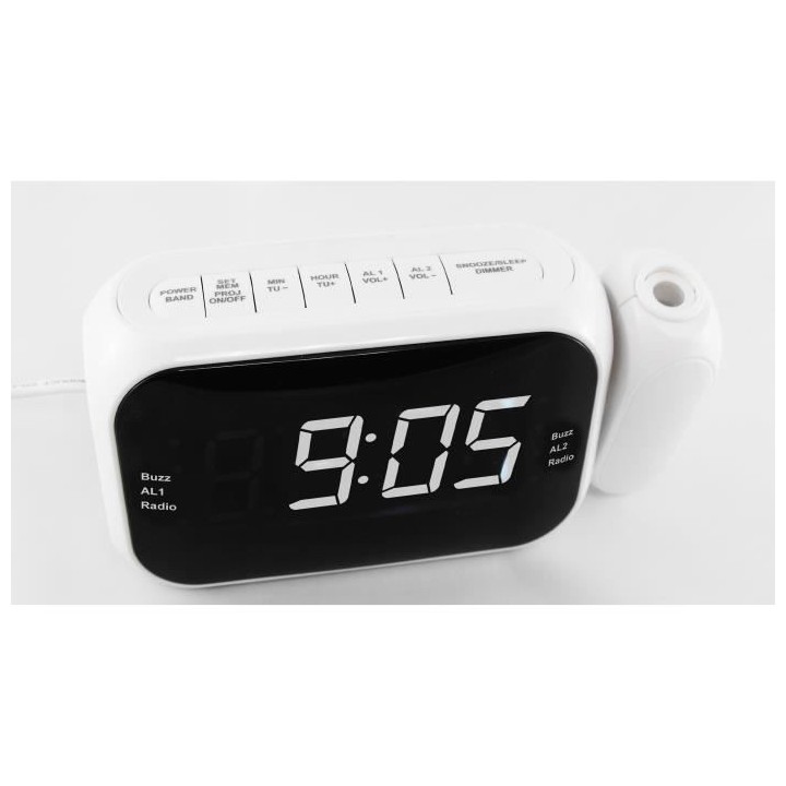 INOVALLEY RP211W Radio réveil projecteur - Led blanche - Radio FM PLL