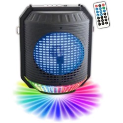 INOVALLEY HP74BTH - Enceinte lumineuse karaoké Bluetooth 20W - Lumiere LED multicolore - Port USB, Radio FM, Entrée micro, Aux