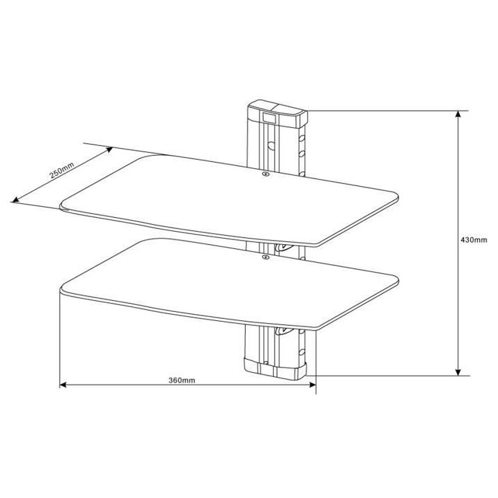 INOTEK JET102 Tablette murale pour périphériques audio-vidéo - 2 é