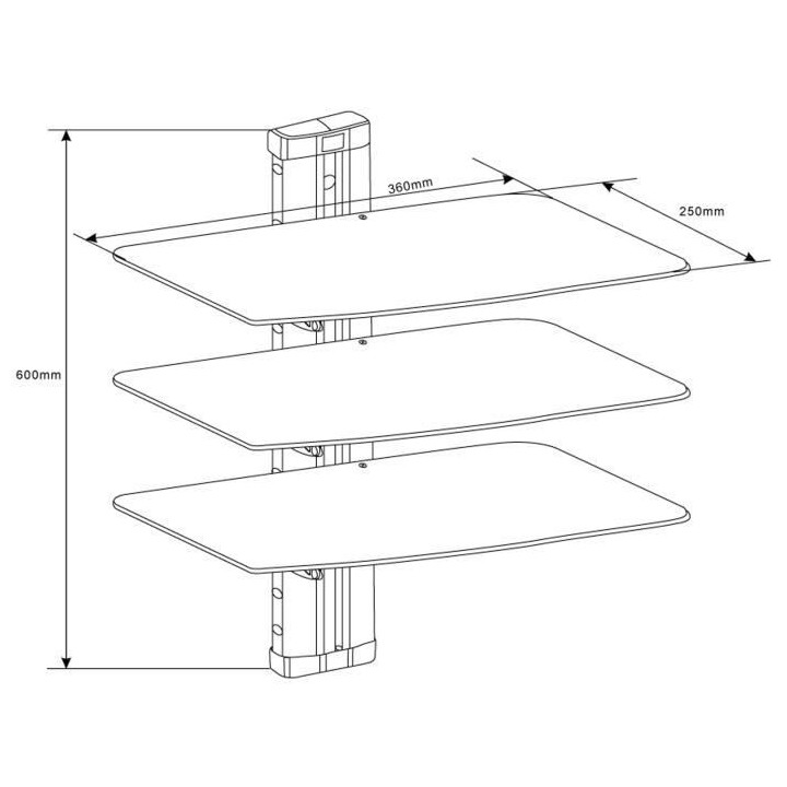 INOTEK JET103 Tablette murale pour périphériques audio-vidéo - 3 é