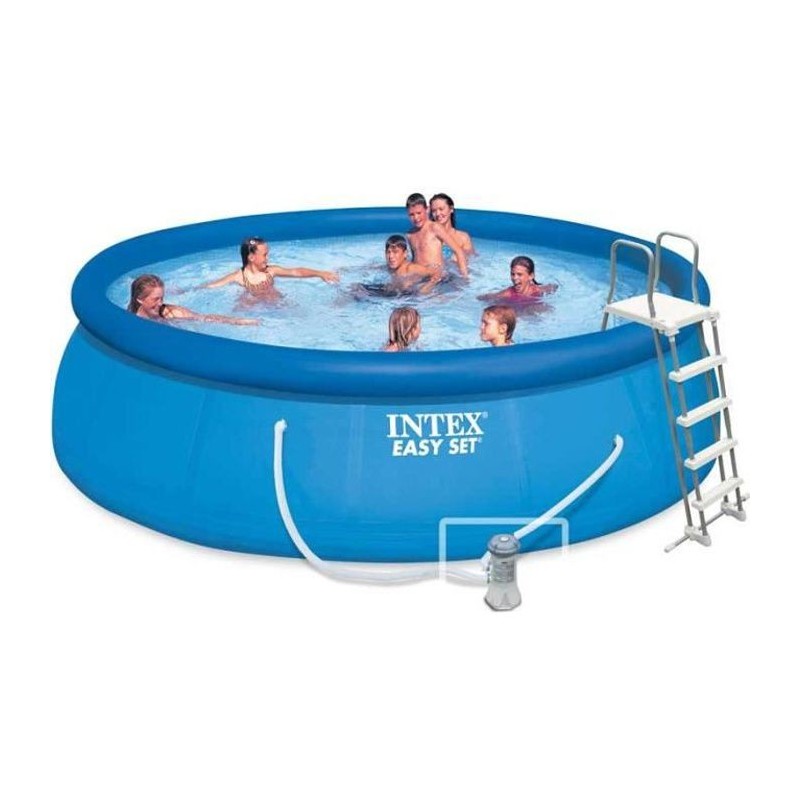 Kit Piscine hors sol autoportante INTEX Easy Set - 457,2 x 121,92 cm - Ronde (Inclus bâche, échelle, tapis de sol et épurateu