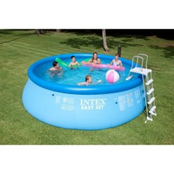 Kit Piscine hors sol autoportante INTEX Easy Set - 457,2 x 121,92 cm - Ronde (Inclus bâche, échelle, tapis de sol et épurateu