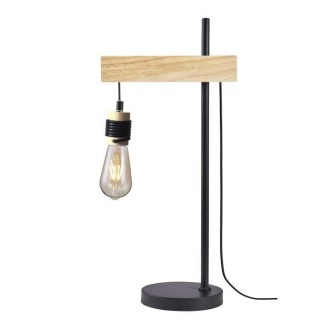 DETROIT Lampe industrielle en bois - 24 x 18 x H60 cm - Noir - Ampoule