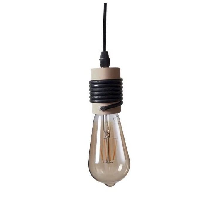 DETROIT Lampe industrielle en bois - 24 x 18 x H60 cm - Noir - Ampoule