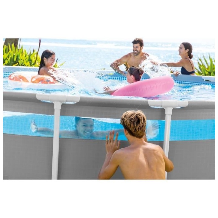 Kit Piscine hors sol tubulaire INTEX - Prism Clear Window - 488 x 122