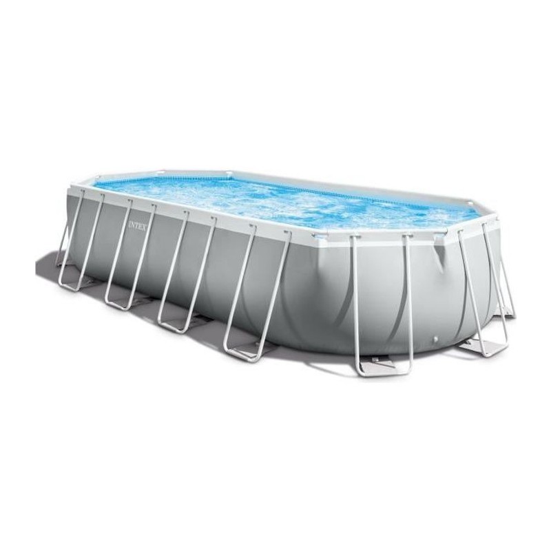 Kit Piscine hors sol tubulaire INTEX - Prism frame - 610 x 305 x 122 cm - Ovale (Livrée avec une bâche, échelle, tapis de sol