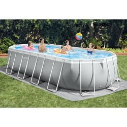 Kit Piscine hors sol tubulaire INTEX - Prism frame - 610 x 305 x 122 cm - Ovale (Livrée avec une bâche, échelle, tapis de sol