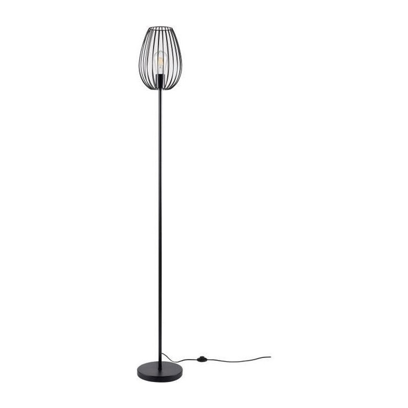 MADDY Lampadaire en métal - Ø 22 x H 160 cm - Noir - Ampoule LED Décorative fournie