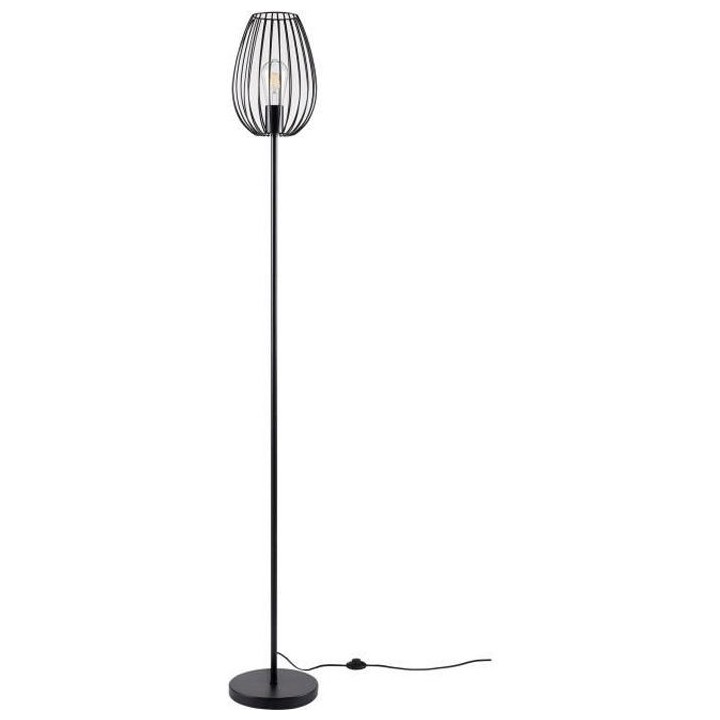 MADDY Lampadaire en métal - Ø 22 x H 160 cm - Noir - Ampoule LED Dé
