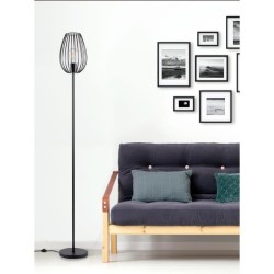 MADDY Lampadaire en métal - Ø 22 x H 160 cm - Noir - Ampoule LED Décorative fournie