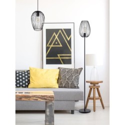 MADDY Lampadaire en métal - Ø 22 x H 160 cm - Noir - Ampoule LED Décorative fournie