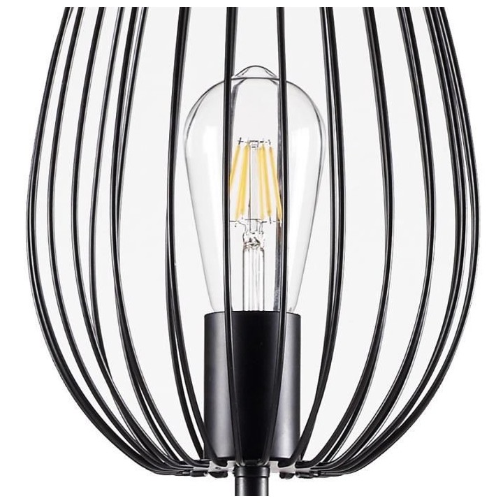 MADDY Lampadaire en métal - Ø 22 x H 160 cm - Noir - Ampoule LED Dé