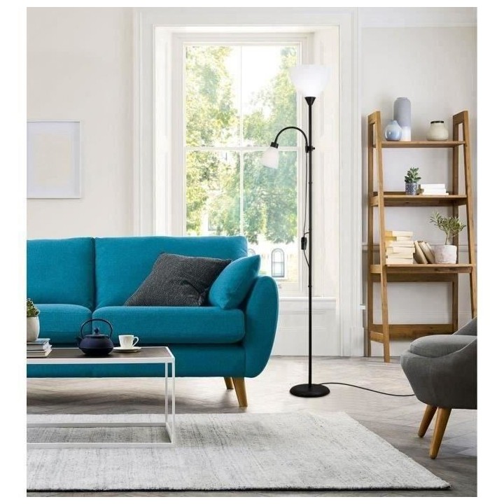 Lampadaire liseuse Betty 2 abat jours ABS Piétement métal L 20 x l 2