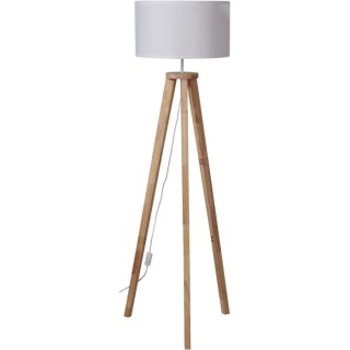 Lampadaire Carlo Abat-jour tissu Pieds 100% bois L 40 x l 40 x H 156 c