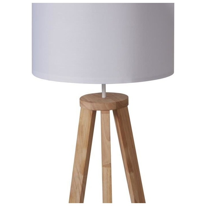 Lampadaire Carlo Abat-jour tissu Pieds 100% bois L 40 x l 40 x H 156 c