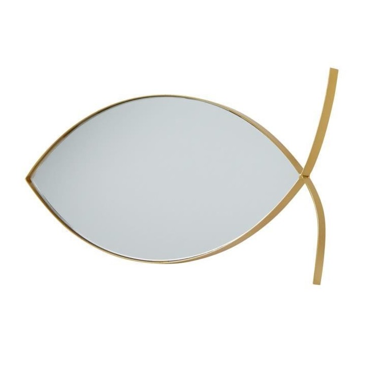 Miroir en forme de Poisson - 39,6 x 18,5 x 1,6 cm - Jaune doré