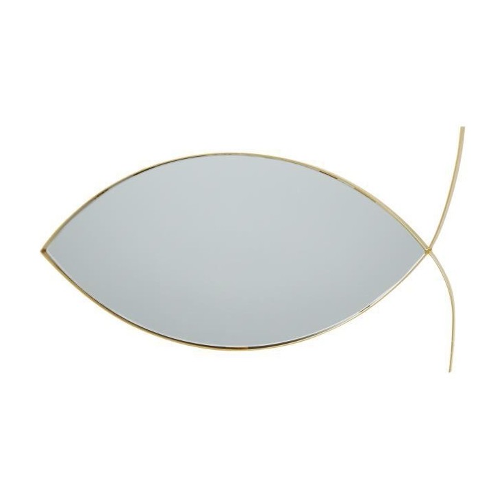 Miroir en forme de Poisson - 39,6 x 18,5 x 1,6 cm - Jaune doré