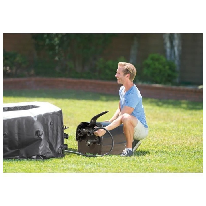 Spa gonflable INTEX - Carbone - 201 x 71 cm - 4 places - Carré
