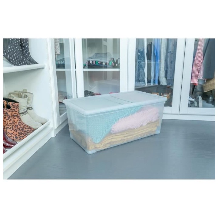 IRIS OHYAMA Set de 3 boîtes de rangement avec couvercle sur roulettes